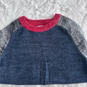 GAP Women's Sweater with Pink Collar and Gray Sleeves